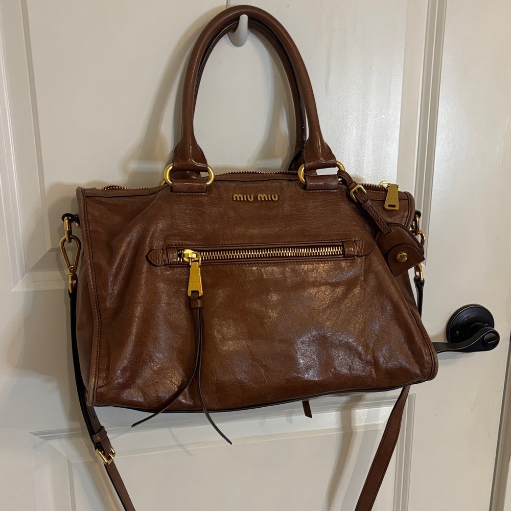 Miu Miu Rich Brown Leather Satchel